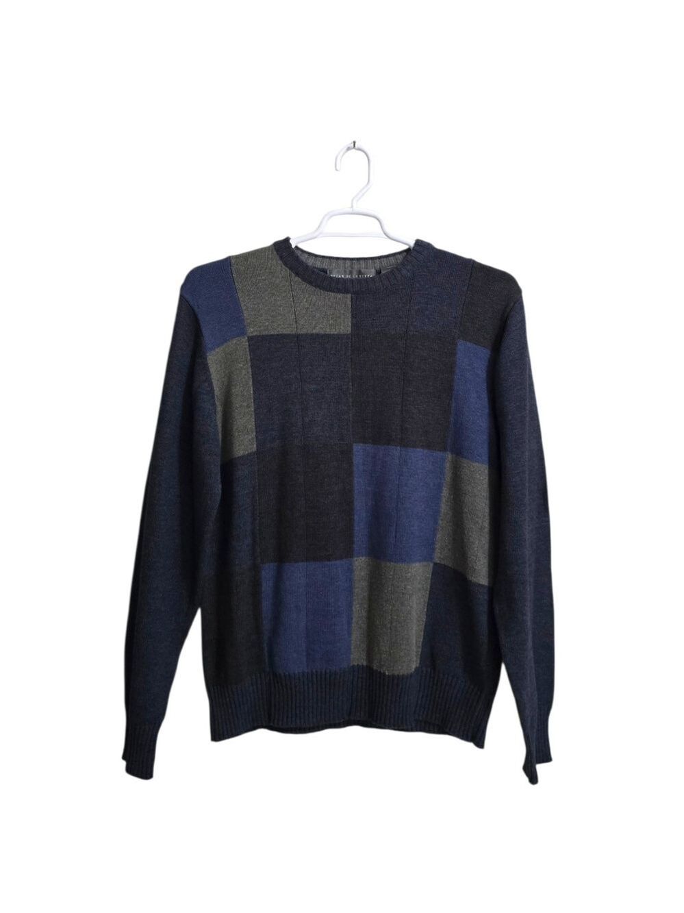 Oscar De La Renta Color Block Crewneck Grandpacore Sweater Sz L